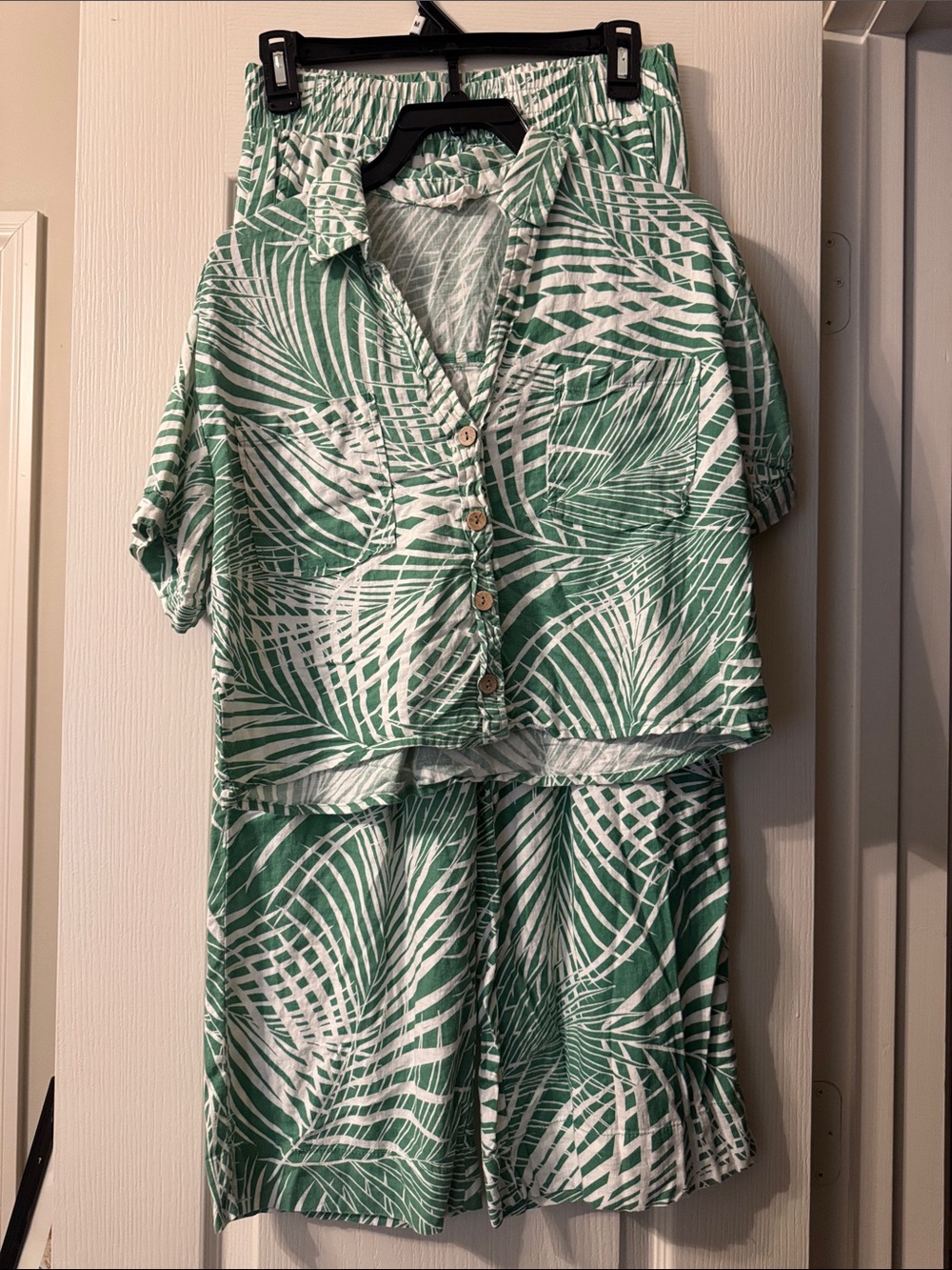 Panama Jack Green and White Tropical Two-Piece Set